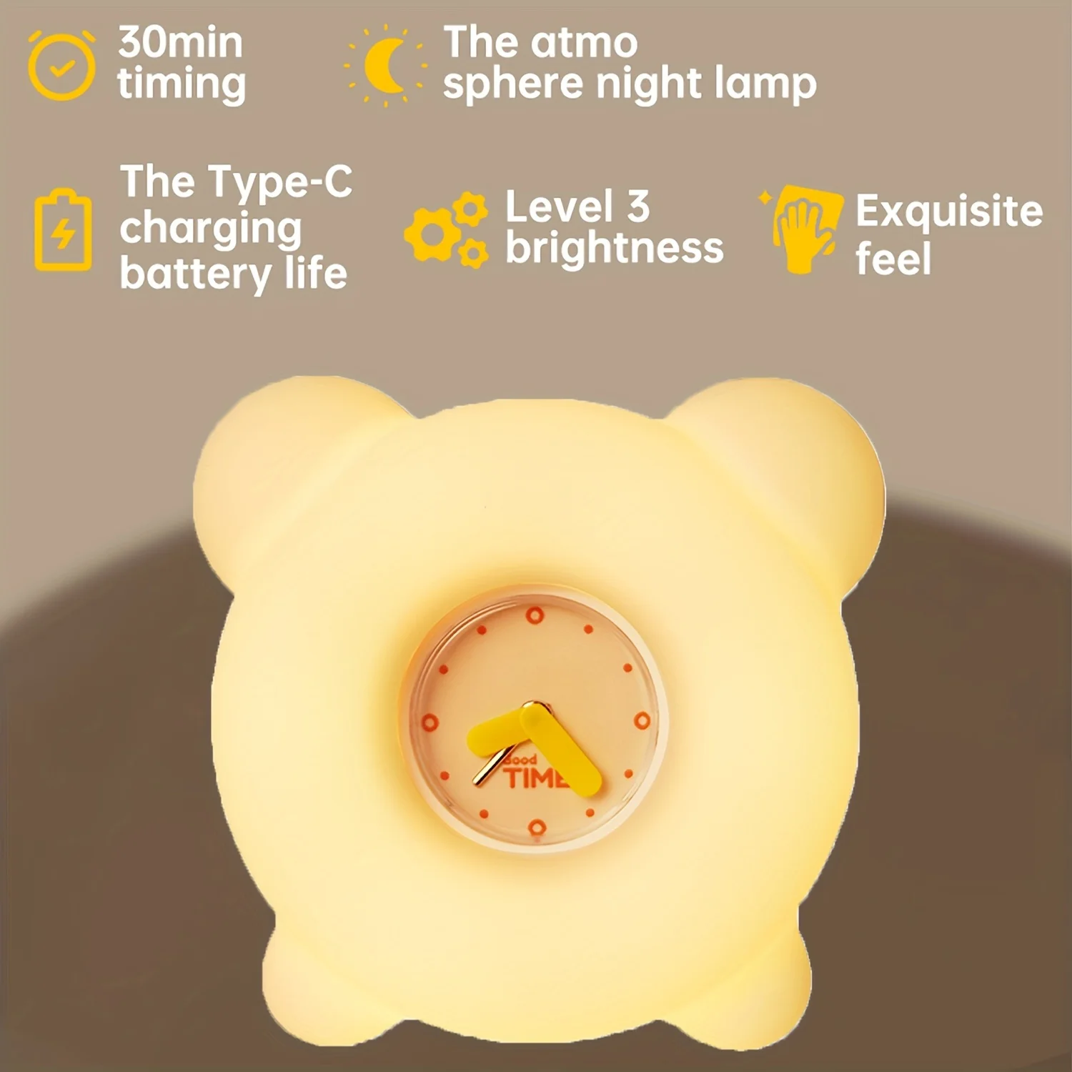 Милый Силиконовый Будильник С USB-зарядкой Яркая Лампа-будильник Трехуровневое