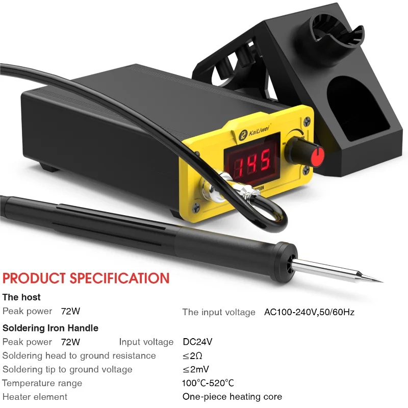 Паяльная станция Kailiwei T12 с ЖК-дисплеем Портативная паяльная Bga регулируемой