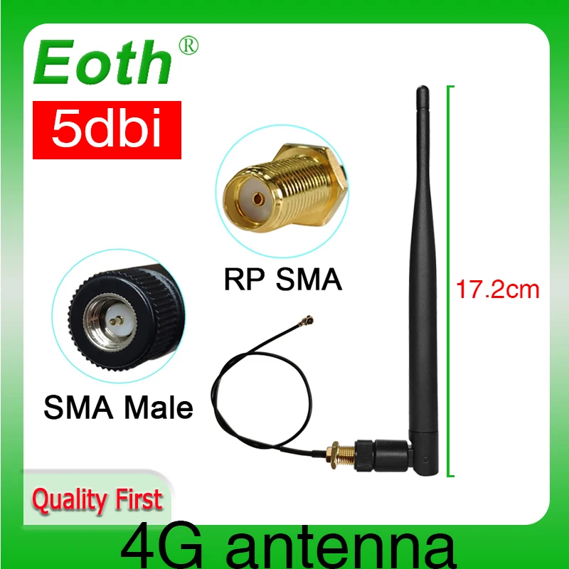Eoth 5 20pcs  4G lte antenna 5dbi SMA Male Connector Plug antenne router 21cm ipex 1 SMA female pigtail Extension Cable