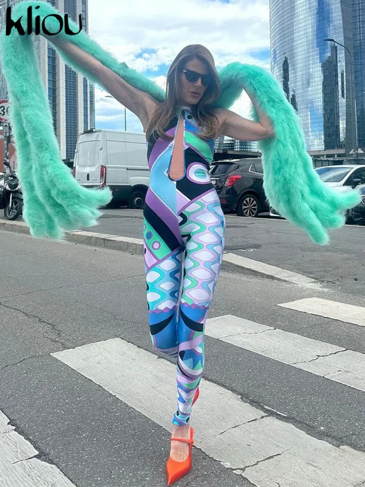 Летняя женская уличная одежда длиной до щиколотки kliou модель K24Q46320 с рисунком для