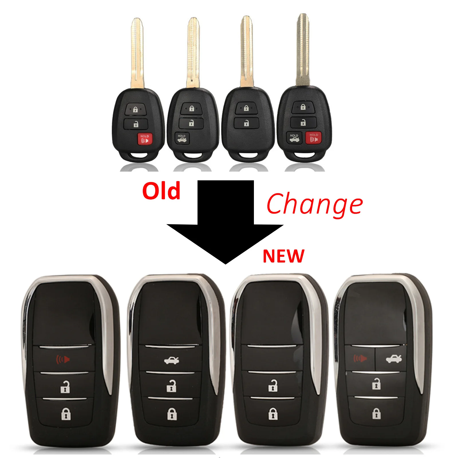 

Car Key Housing Key Shell Modified Upgrade for Toyota Reiz Corolla Vios Camry RAV Prado YARIS 2014 2015 2/3/4 Button TOY43 Blade