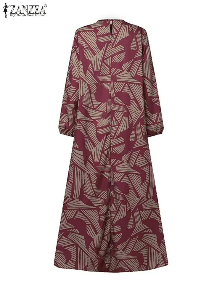Платье ZANZEA женское Винтажное с длинным рукавом модная Абая принтом в