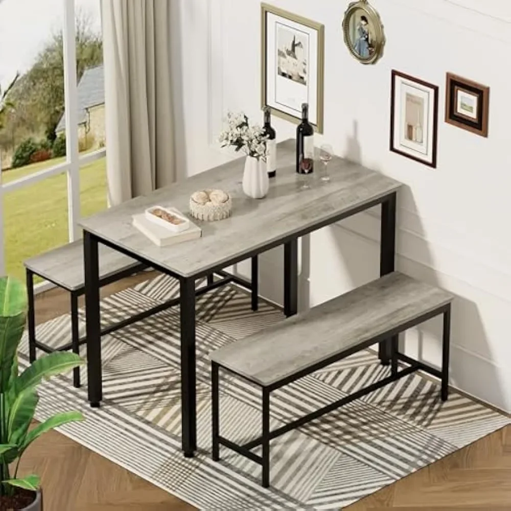 Обеденный стол Set4 для 4 человек 43.3 в фотостудии с 2 скамейками 4-6 модный набор