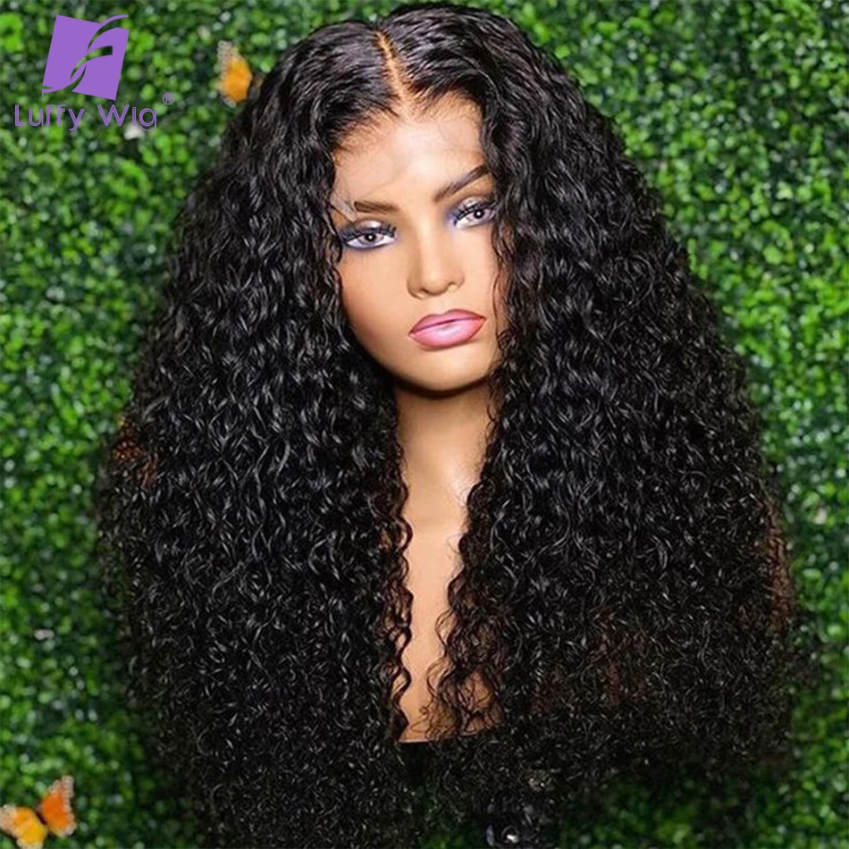 

Парик с прозрачными волнистыми кудрявыми волосами, 13x6, швейцарские HD кружевные фронтальные кудрявые парики с 4c натуральными волосами, предварительно выщипанные безклеевые парики