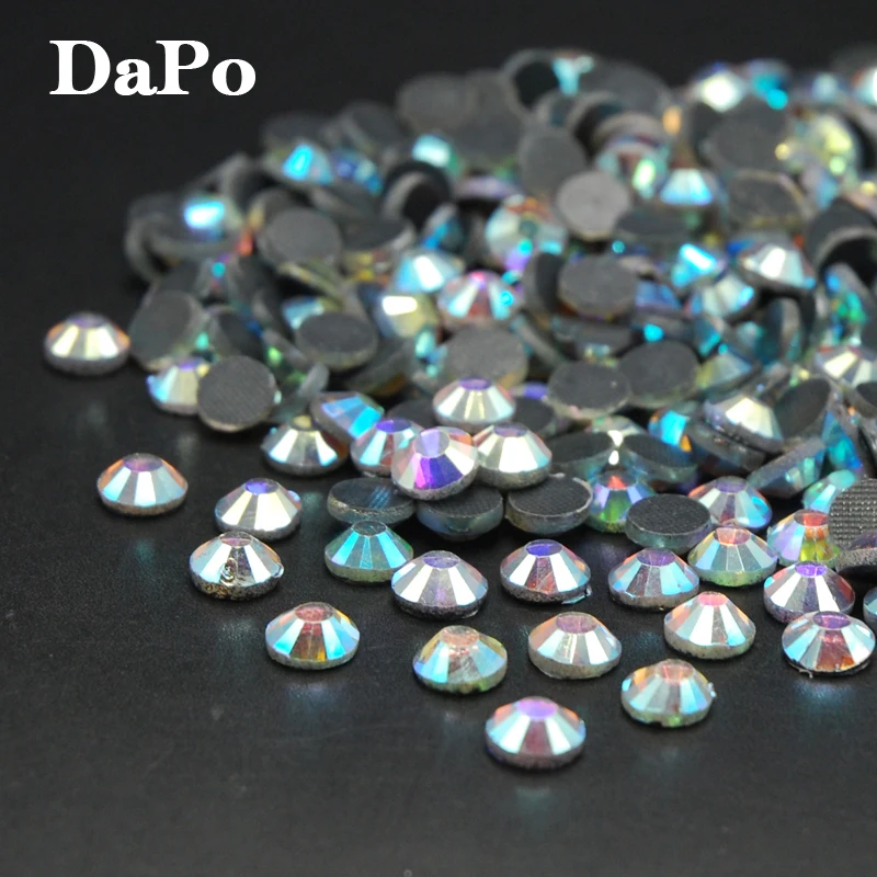 Высококачественные Стразы SS6 SS8 SS10 SS12 SS16 SS20 SS30 Crystal AB DMC с горячей фиксацией плоской