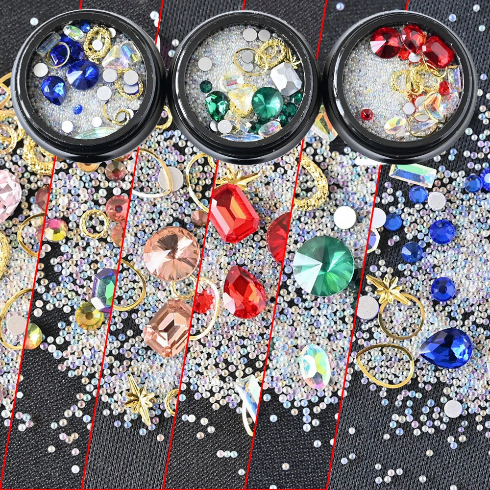 

Bottle Mixed 3D Aurora Nail Charms Pearls Rhinestones Mermaid Beads Nail Art Decoration Studs Jewelry Crystal Glitter Gems DIL&2