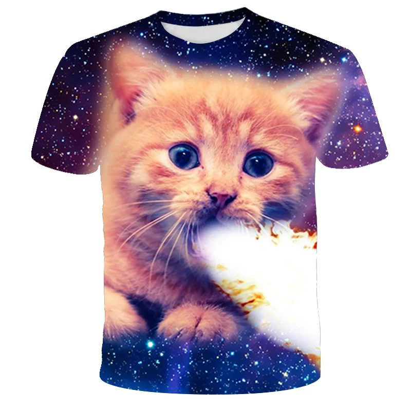 

3D Print Boy Girl T-Shirt Animal Cute Cat Short Sleeve Graphic T Shirt Streetwear Harajuku Anime Space Funny Shirts