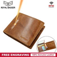 royal bagger short wallet men rfid blocking crazy horse leather retro wallets man genuine cowhide purse card holder business