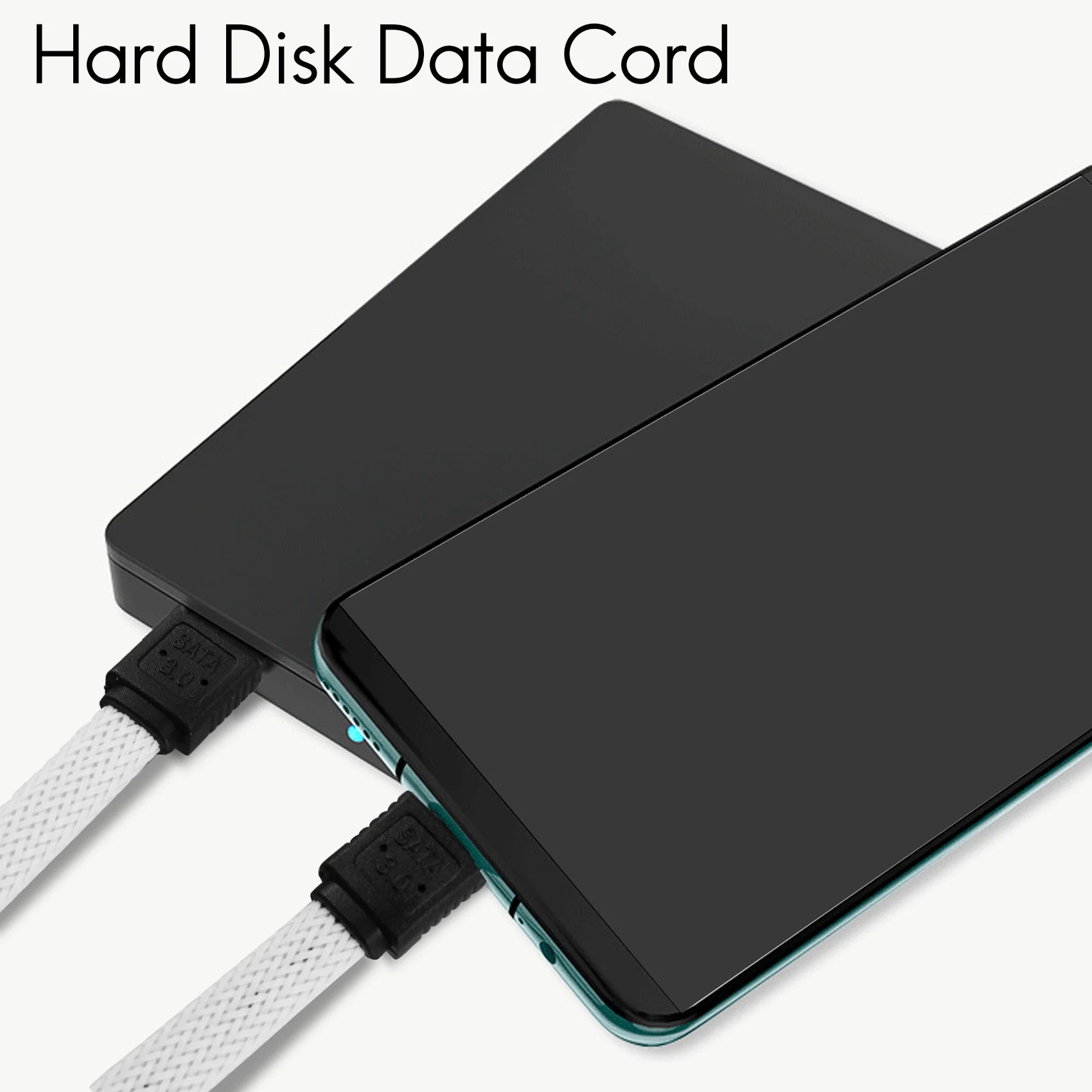 Фото SATA 3,0 III 7-контактный кабель для передачи данных SATA3, 50 см, 6 Гб/с, кабели SSD, кабель для жесткого диска, шнур для передачи данных с нейлоновым покрытием, премиум-версия (белый) №2