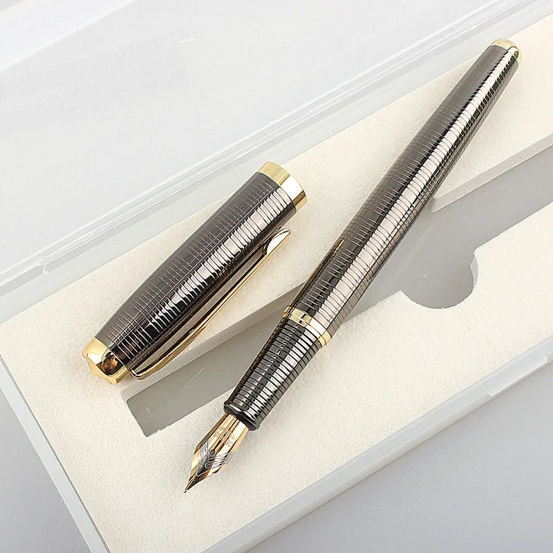 

Роскошная металлическая перьевая ручка со сменными чернилами и сумкой для студентов, дизайнерские чернильные ручки