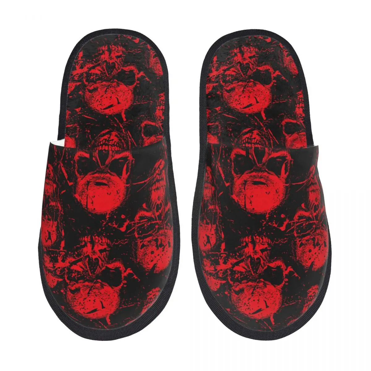 

Красные зловещие черепа плюшевые тапочки обувь унисекс домашние пушистые тапочки домашняя обувь