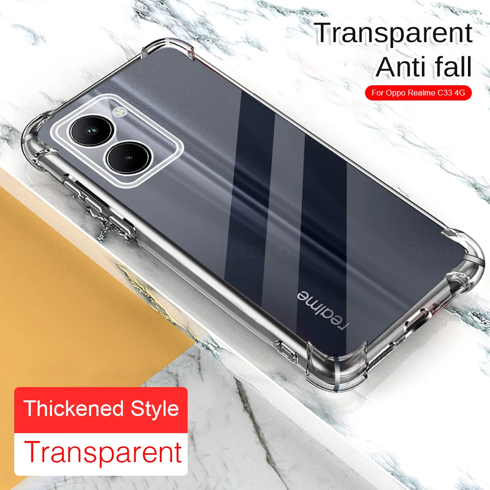 Прозрачный противоударный чехол с воздушными подушками для Realme C33, армированный чехол для Realmi C33 C 33 4G, чехол, противоударные Чехлы RMX3624 6,5 дюйма