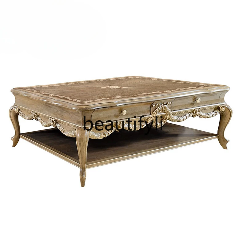 Журнальный столик из паркета шпона Chanson резной европейский журнальный