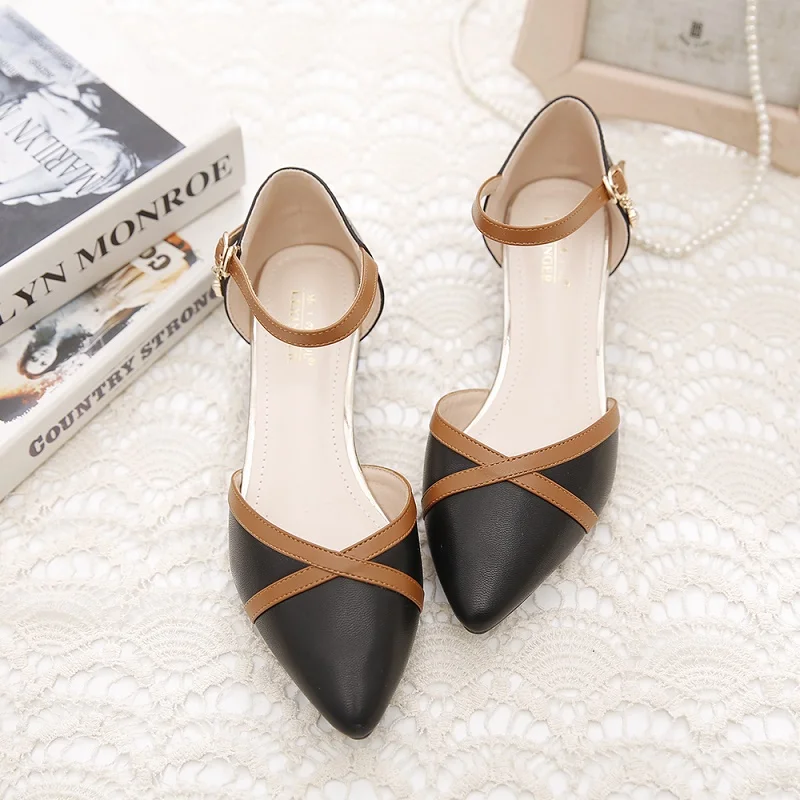 Women Heels Mary Janes High-heeled Sandals Medium Heel Pointed Toe Pink Luxury Shoes Elegant Woman Pumps Ladies Shoes on Offer