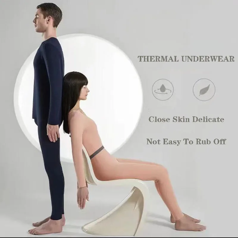 Winter Men Women Thermal Underwear Sets Unisex Warm High Elasticity Seamless Intimates Long Johns 2Piece Sets Lady Lingerie Suit