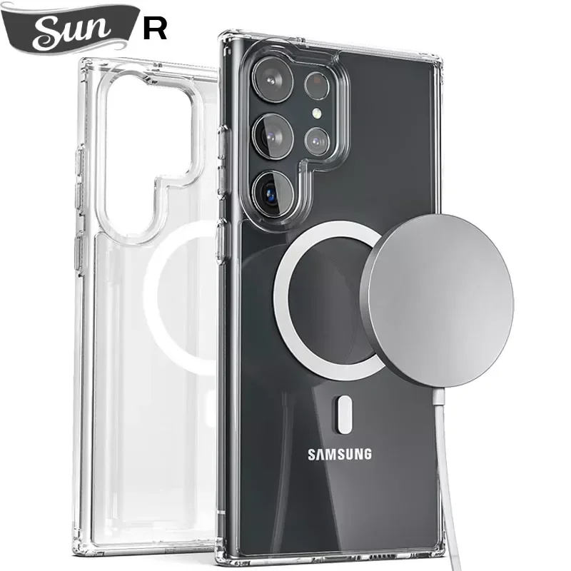 

Magnetic Case for Samsung Galaxy S23 S22 Ultra Plus Protective Hybrid For MagSafe Shockproof Clear Covers for Samsung S23 Ultra
