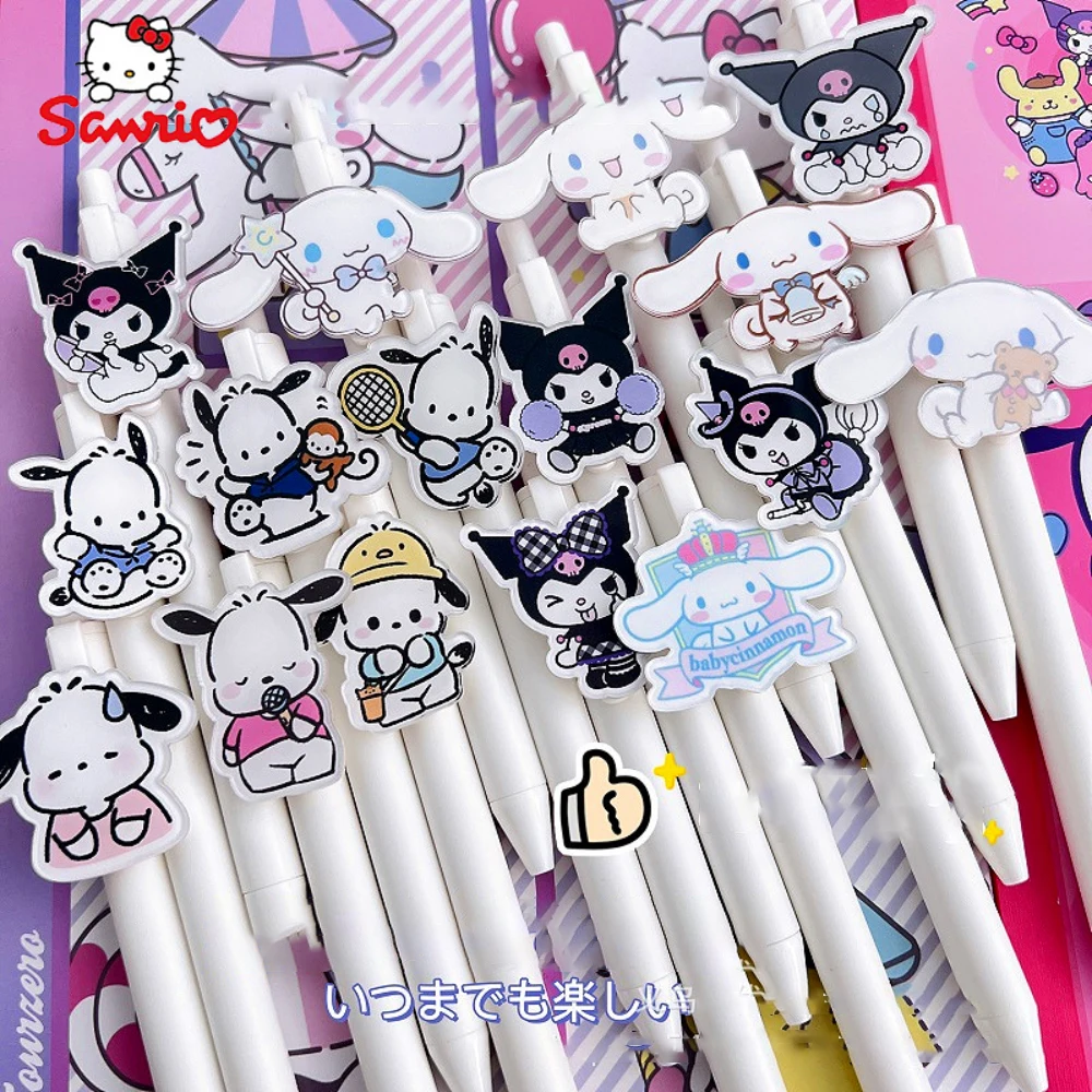 

6Pcs/set Sanrio Gel Pens Kuromi Cinnamoroll Pochacco Anime 0.5MM Black Roller Ball Pen Kawaii School Student Stationery Gift