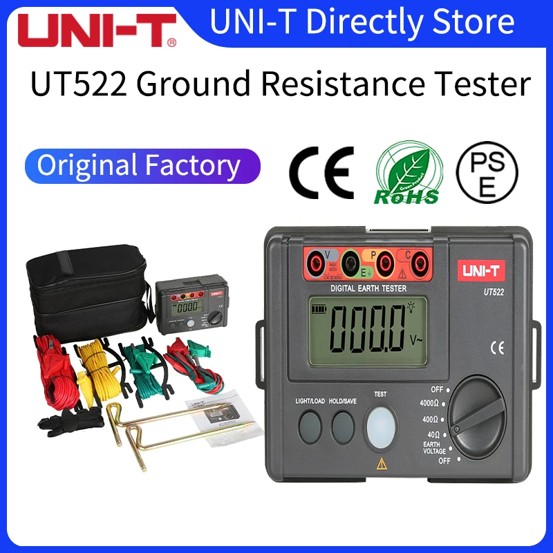 

UNI-T UT522 Digital Earth Ground Resistance Tester AC Earth Insulation Resistance Tester