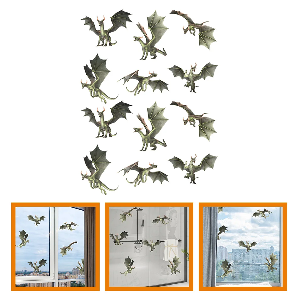 

Самоклеящиеся наклейки на окна, домашнее стекло, статическая наклейка, декоративные наклейки для шкафов, наклейки с рисунком дракона для защиты от столкновений, 12 шт.