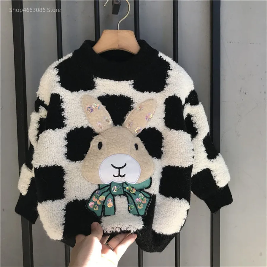 

2023 New Sweater for Kids Winter Clothes Girls Sweaters Thicken Pullover Warm Children Outwear Autumn and Winter