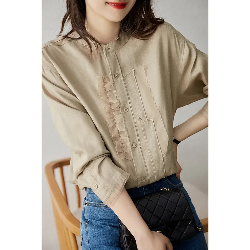 Элегантная универсальная женская рубашка с длинным рукавом 2024 весенний новый