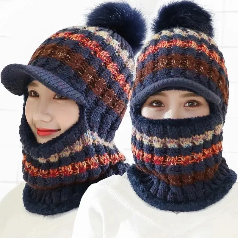 

Hat Scarf Female Autumn Winter Versatile Korean Ear Protection Knit Hat Leisure Fashion Cycling Thickening Warm Hat SYXMAO64