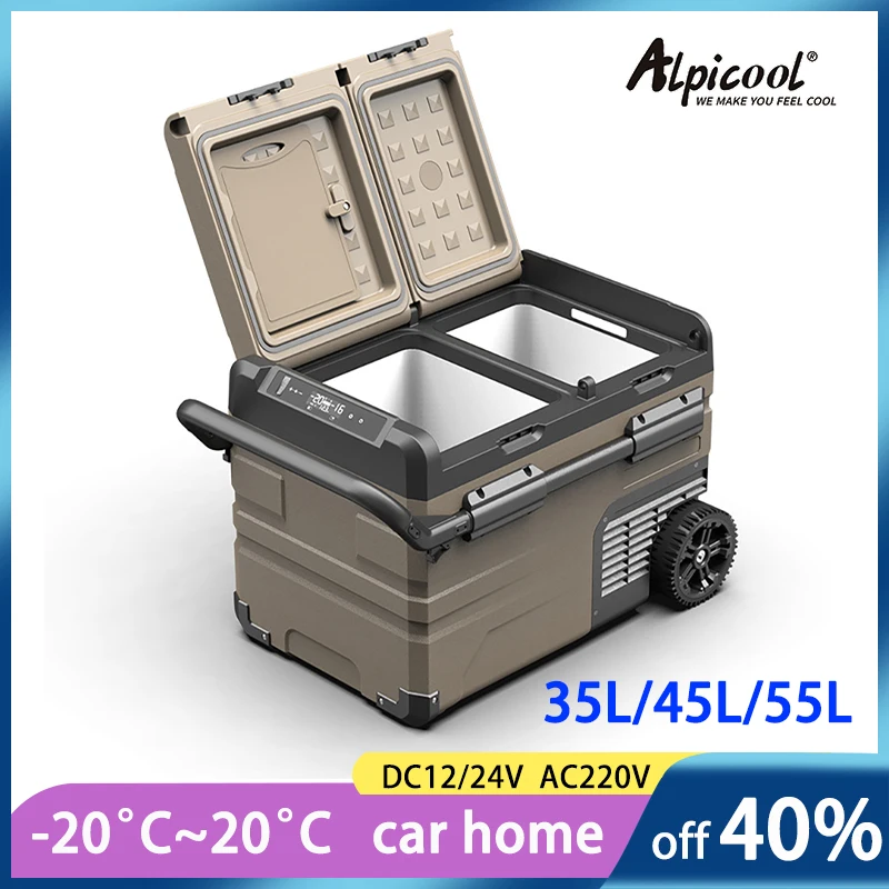 

35L/45L/55L Alpicool Car Refrigerator Portable Ice Box Double Door Freezer For Home Use Vehicle Truck Compressor Small Fridge