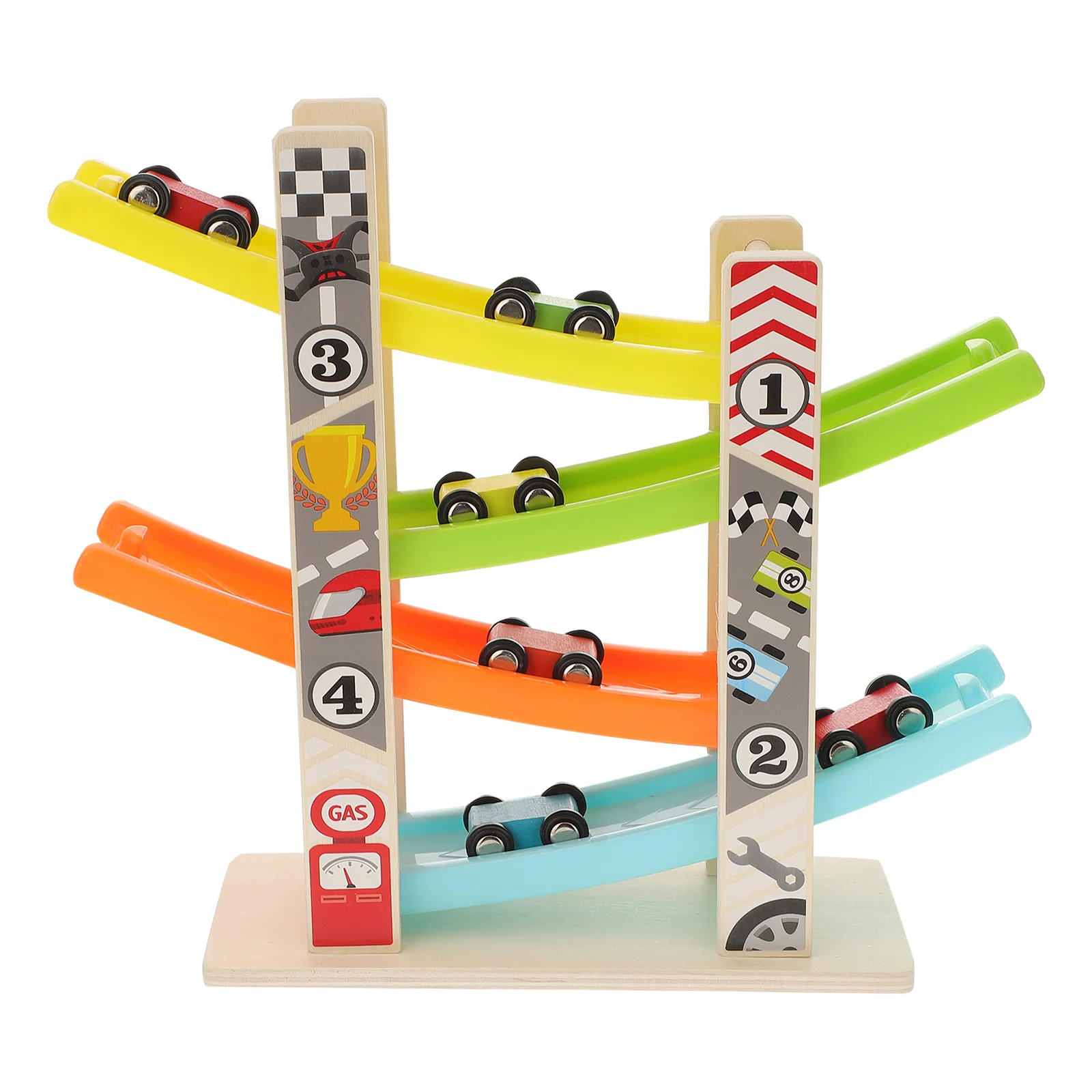 

Track Car Race Wooden Mini Cars Toddler Ramp Slot Set Toys Racer Construction Vehicle Montessori Sets Electric Adventure