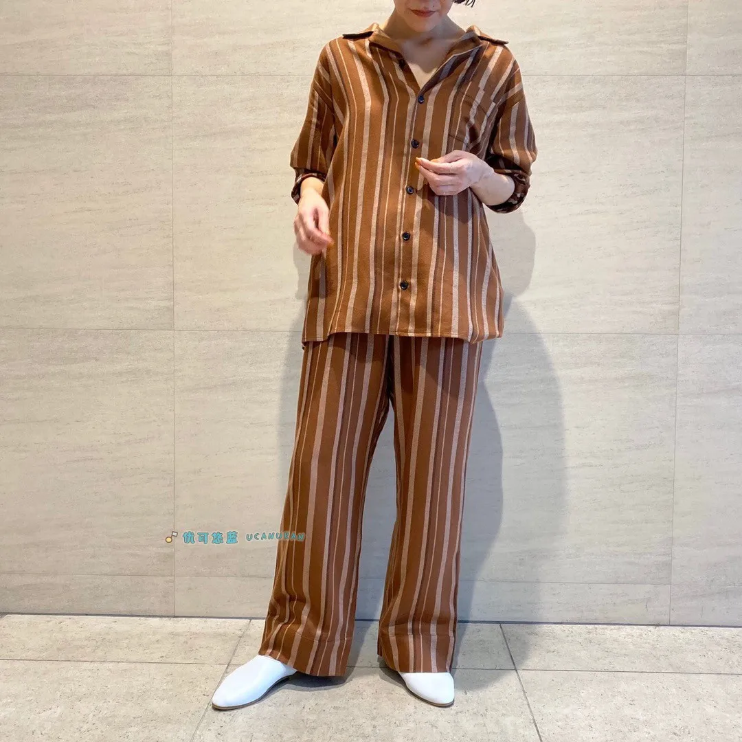Japan Pique Original Cotton Striped Sanding Fabric Pajamas Long Sleep Wear No Gender Classic GP Lounge wear