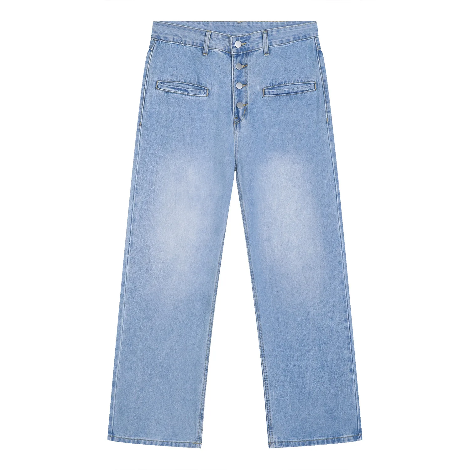 Four Seasons Korean Style Fashion Loose Personality Straight Design Casual Loose Designer Jeans Men's Streetwear Men Clothing