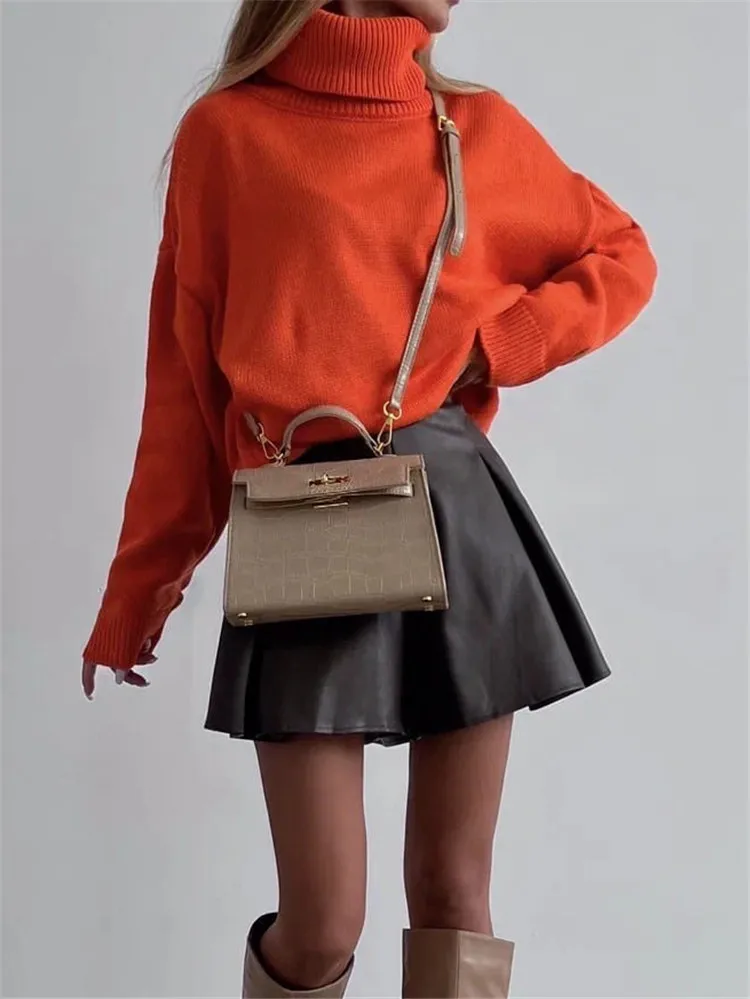 

Однотонная Повседневная зимняя водолазка в Европе и США, распродажа, Свободная трикотажная основа 2022