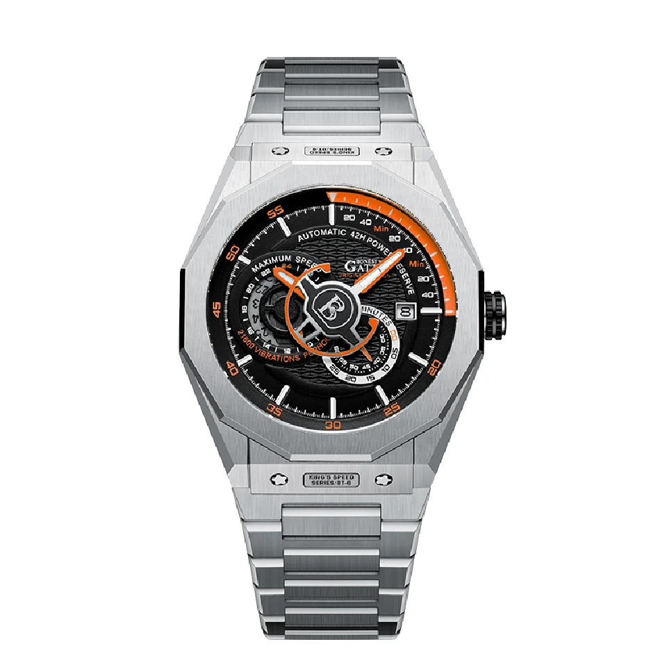 

BONEST GATTI Men Automatic Watch Luxury Mechanical Wristwatch Military Skeleton 50M Waterproof Luminous Sapphire Steel Strap