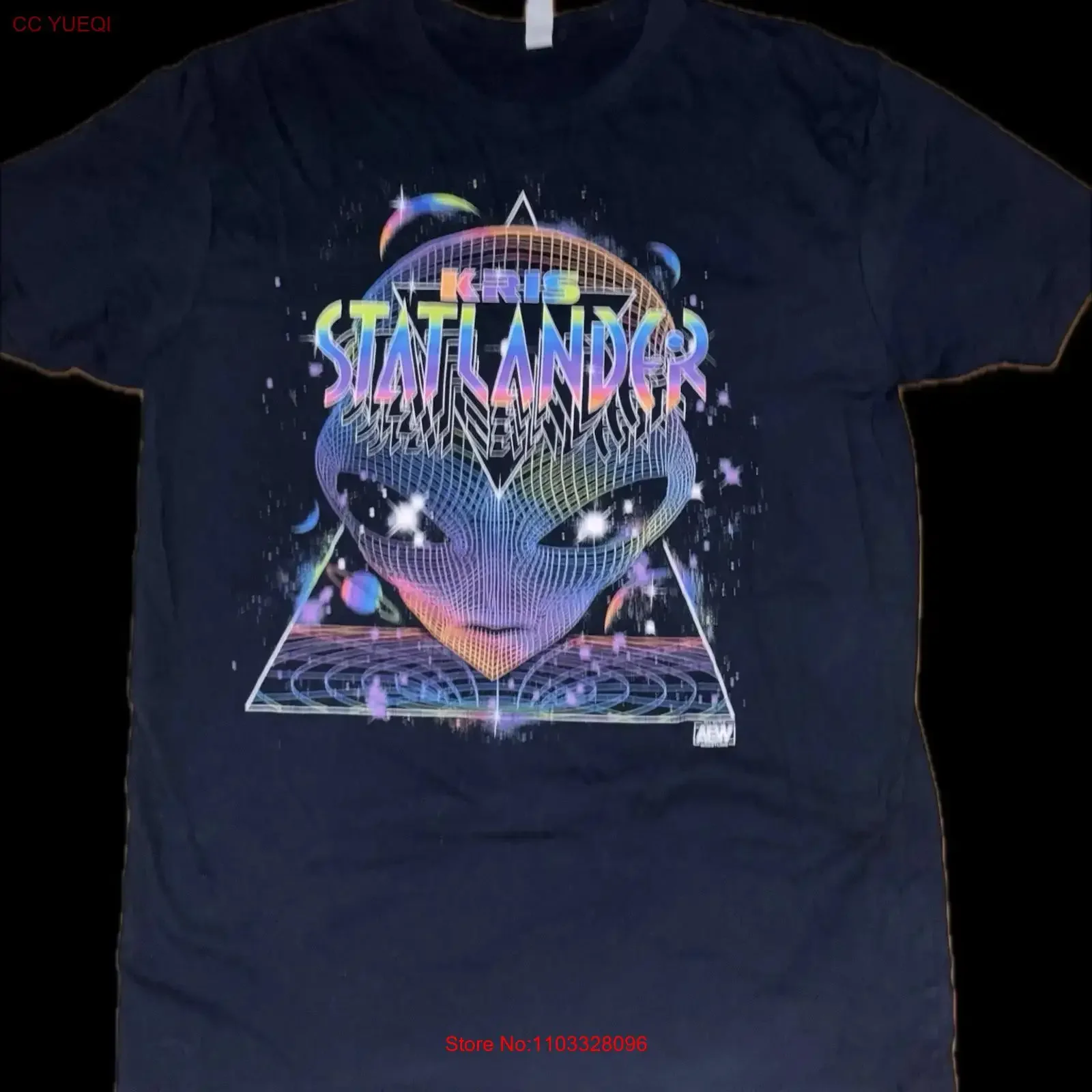 Фото Официальная футболка Kris Statlander Galaxy AEW, мужская, размер M, винтажная, с эффектом потертости, эластичная, универсальная, в стиле рестлинг-инопланетян. №1