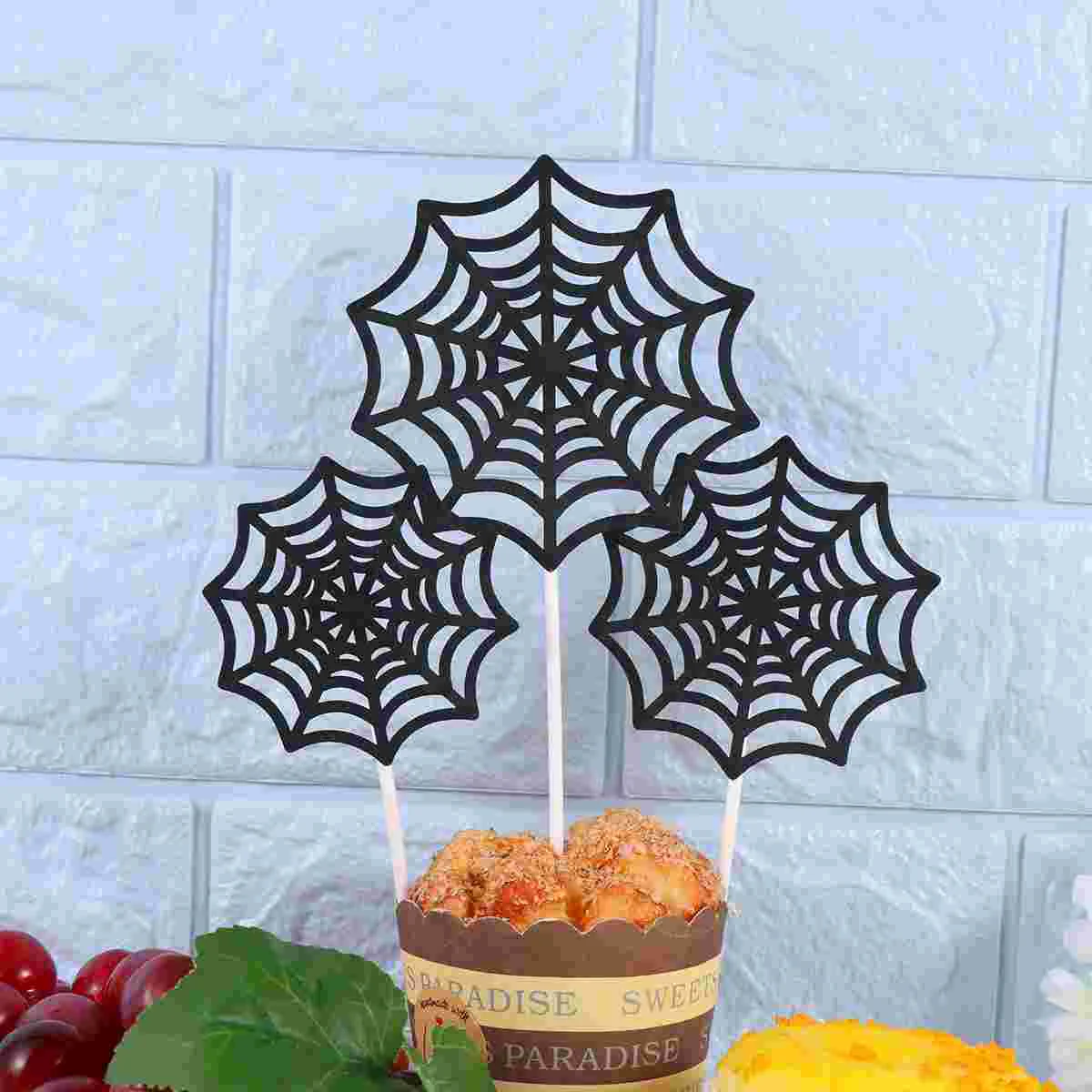 

12 Pcs Paper Cake Topper Crab Halloween Decor Hat Picks Spider Web Cupcake Baby