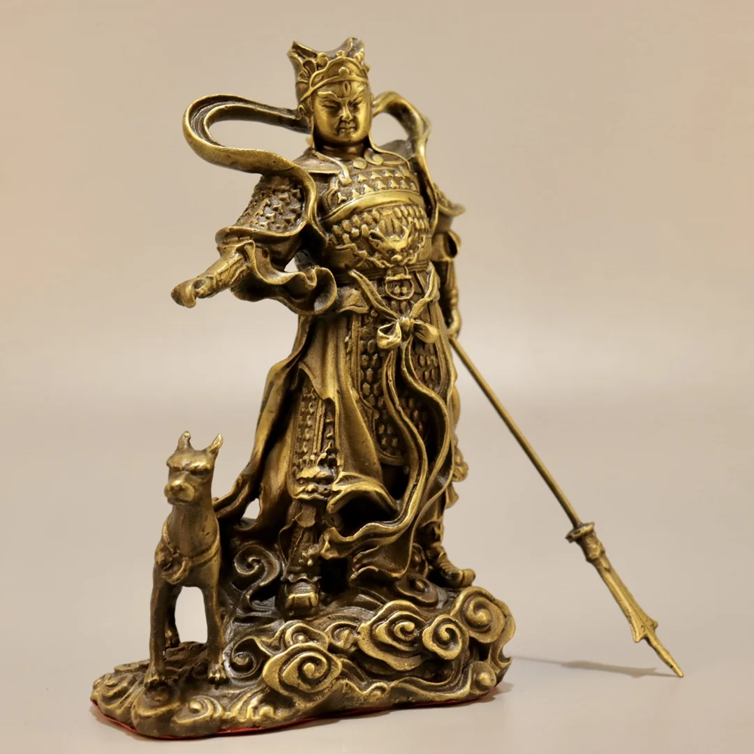 7-дюймовая коллекция тибетского храма старая латунь Бог Эрлен Лян Чжэн Чжэнь Ян