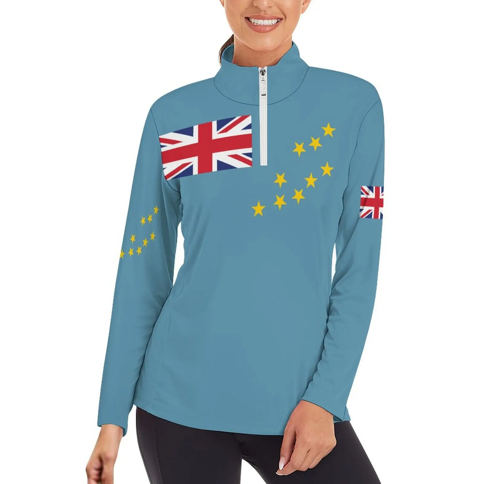 Рубашки для йоги с длинным рукавом спортивный топ фитнеса и флагом Тувалу одежда