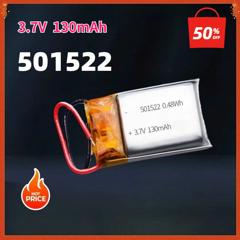 Фото Литий-полимерный аккумулятор 3.7V 130mAh 501522 для MP3-плееров, Bluetooth-устройств, смарт-часов, ручек, гарнитур, наушников, диктофонов №1
