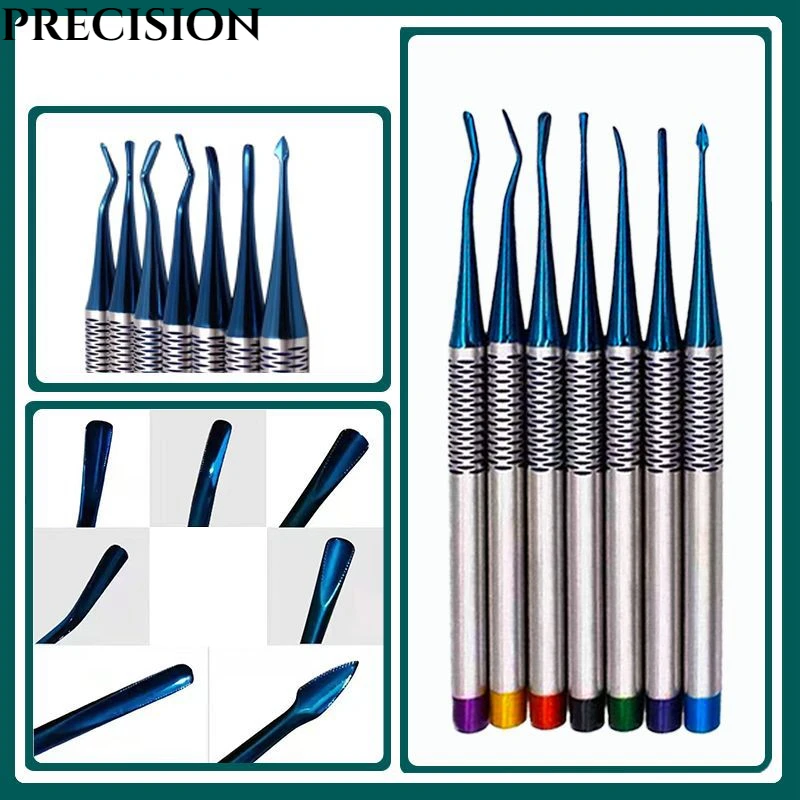 

7Pcs/Set Dental Implant Luxating Root Elevator Knife Titanium Alloy Extraction Minimally Invasive Dentist Tool Tooth Extractor