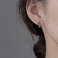 womens fashion small hoop earrings black epoxy cross tiny huggies simple charm earring hoops for men ear accessories best gifts