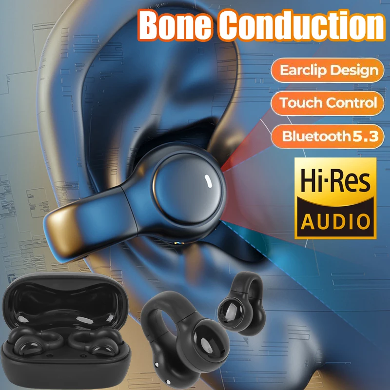 

Высококачественные беспроводные наушники Bluetooth 5,3 с зажимом для ушей, наушники с костной проводимостью, дисплей яркости