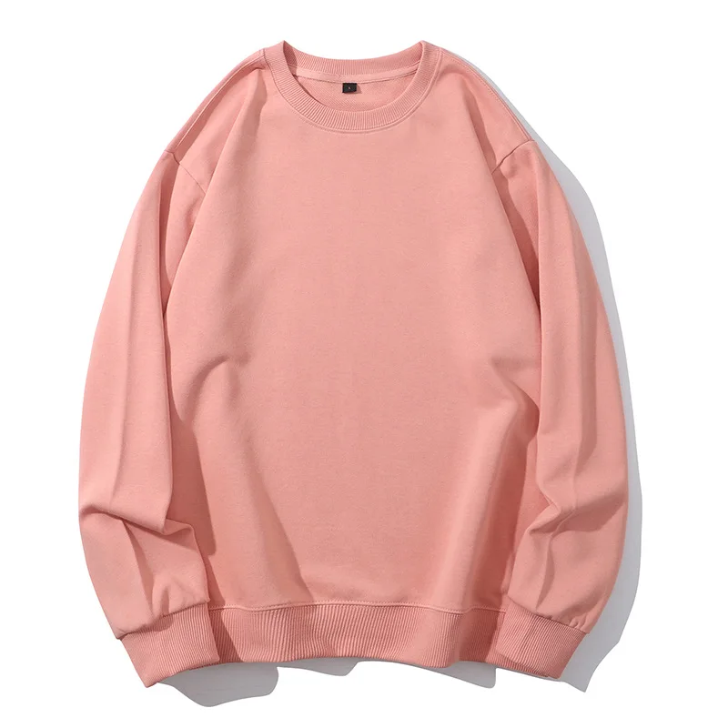 

Autumn Men's And Women's Round Neck Sweater Loose Large Versatile 280g Terry Trend Solid Color Casual Knitted Blue T-shirt