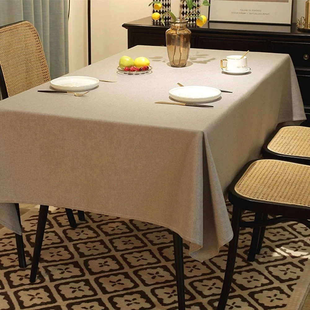 

Simple Solid Color Waterproof Cotton and Linen Tablecloth Polyester Rectangle Oil-proof Cafe Home Table Decoration Cloth