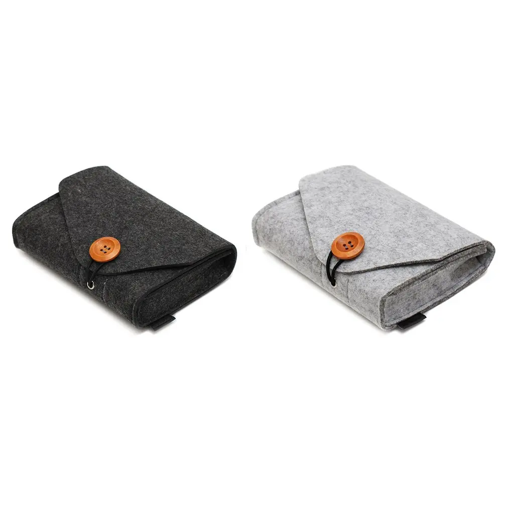 

Fashionable Design Solid Color Power Bank Storage Bag Portable Travel Felt USB Data Cable Earphone Organizer Bag