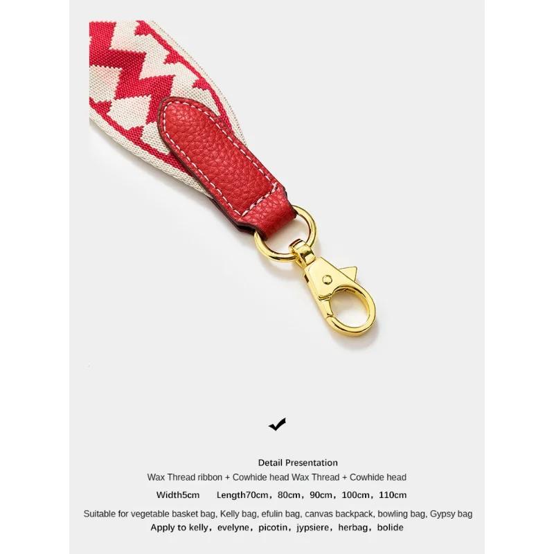 Bag Strap Luxury Gold Buckle Silver Buckle Wide Canvas Shoulder Strap Colorful Woven Web Leather Leather Accessories