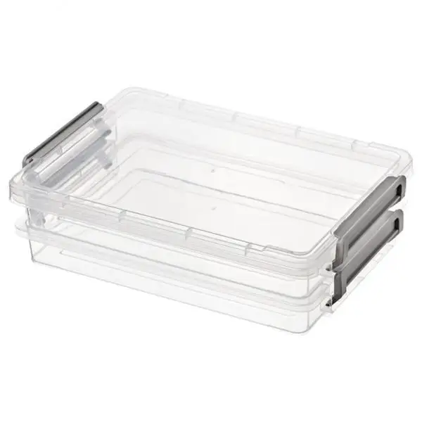 

2x 2 Deck Clear A4 - Stackable Desk File Container Holder, Documents Paper Organizer Box