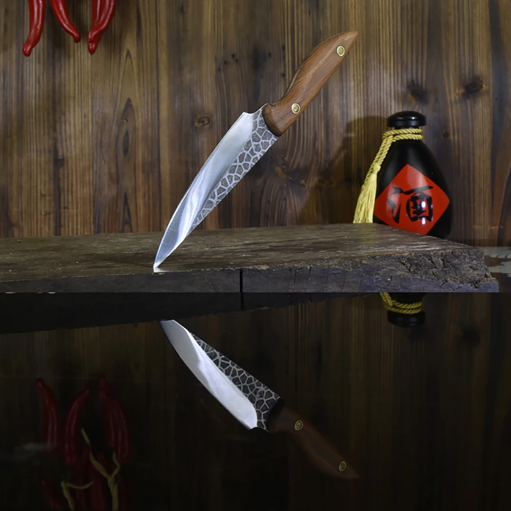 

Охотничий нож, кованый кухонный Кливер ручной работы из стали 7Cr1, 7 дюймов, с деревянной ручкой, маленький нож для приготовления пищи