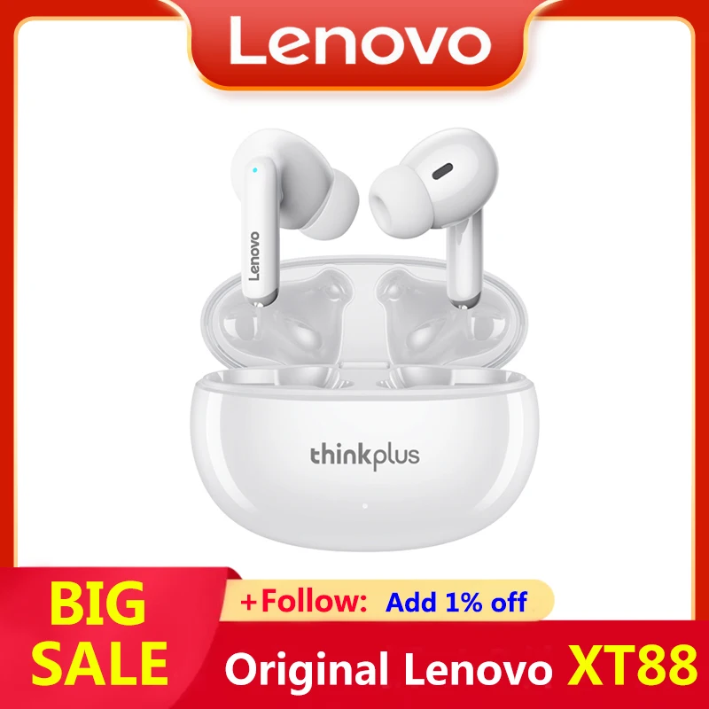 

Original Lenovo XT88 Bluetooth Wireless Earphone Sports Waterproof Headset Long Standby Gaming Headphones Touch Control Earbuds