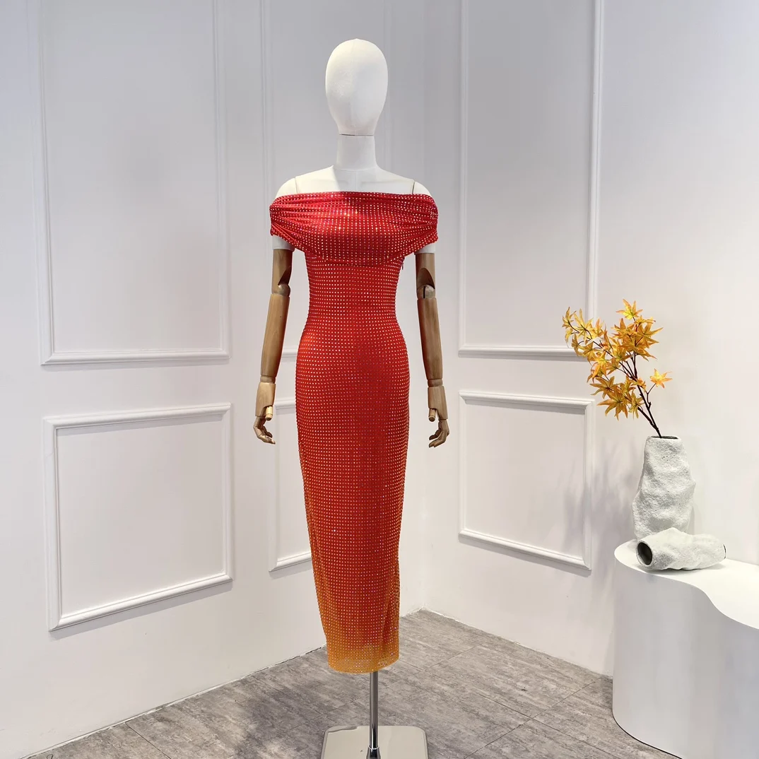 

Женское однотонное красное платье миди без рукавов, с открытыми плечами и открытой спиной, весна-лето 2023