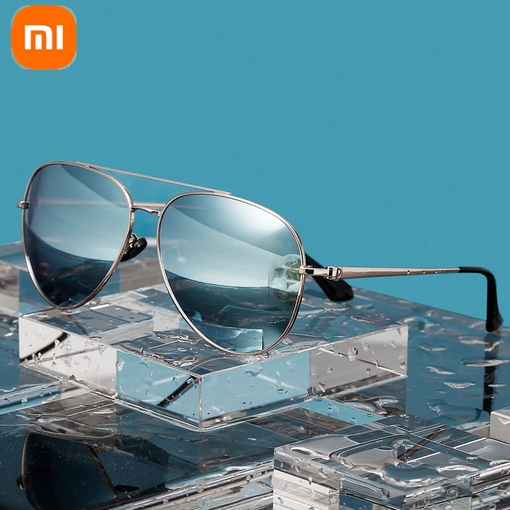 

New xiaomi mjia men's sunglasses anti UV400 driving travel round metal full frame polarized glasses cycling glasses 8259