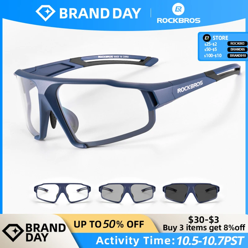 ROCKBROS Photochromic Cycling Glasses Bike Bicycle Glasses Sports Men's Sunglasses MTB Road Cycling Eyewear Protection Goggles